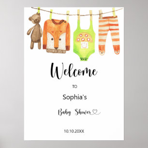 Baby clothesline - baby shower welcome poster