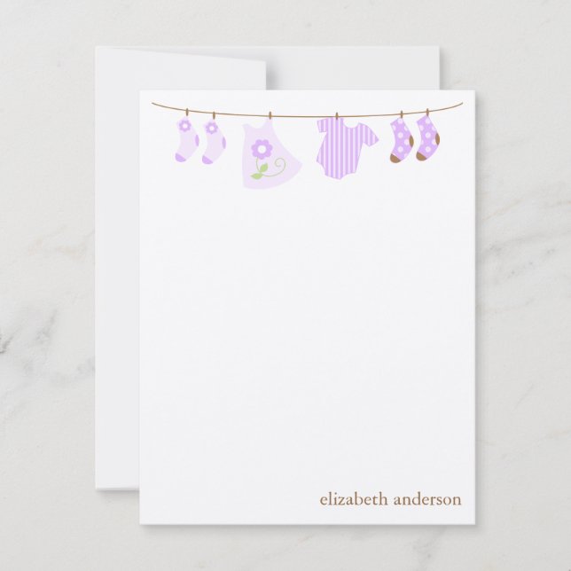 Baby Clothesline Custom Flat Thank You Notes (Front)