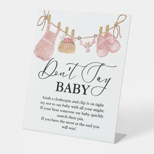 Baby Clothesline don't say baby' party sign (Front)