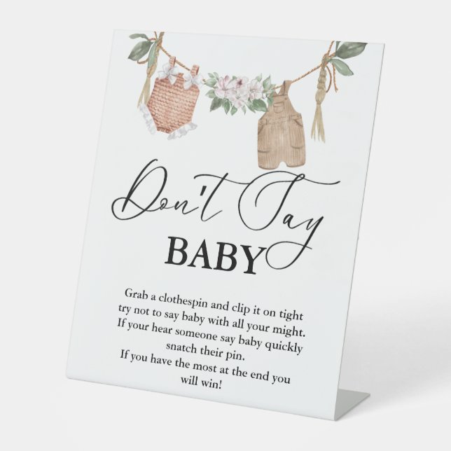 Baby Clothesline don't say baby' party sign (Front)