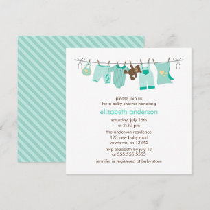 Baby Clothesline Gender Neutral Baby Shower Invitation