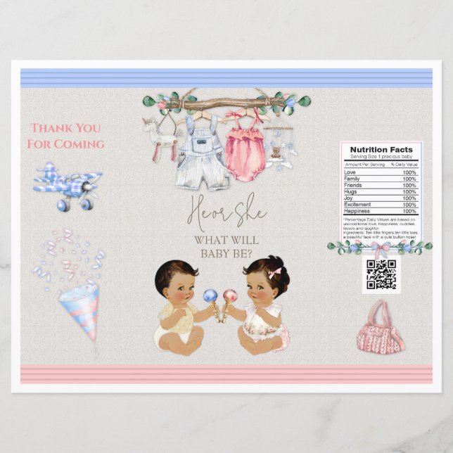 Baby Clothesline Gender Reveal Chip Bag (Front)