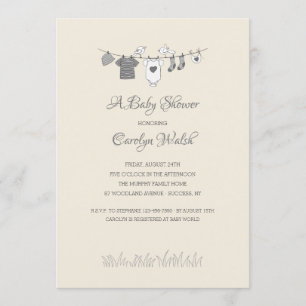 Baby Clothesline Neutral Baby Shower Invitation