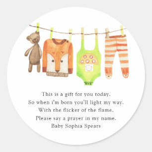 Baby clothesline - Prayer candle label