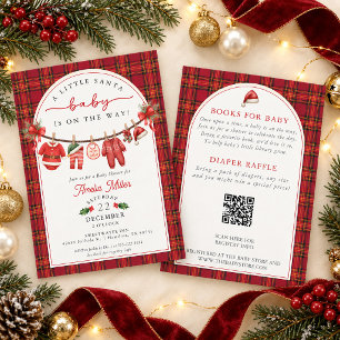 Baby Clothesline Santa Baby on the Way Baby Shower Invitation