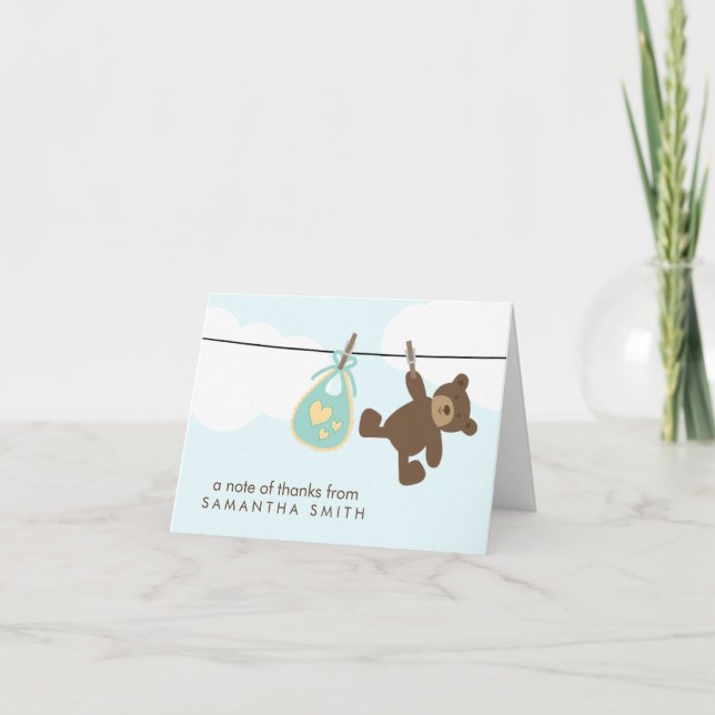 Baby Clothesline Thank You Notes {green} (Front)