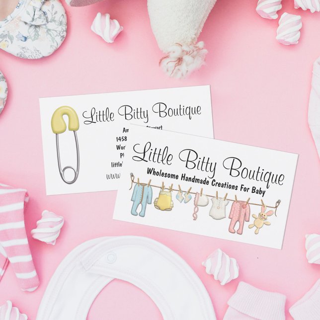 Baby Clothing Clothesline Infants Sewing Boutique Business Card (Creator Uploaded)