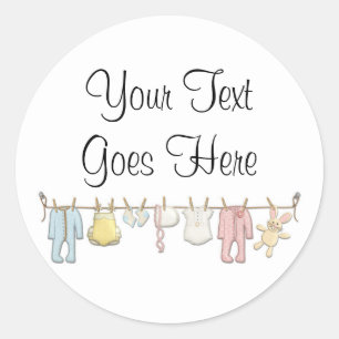 Baby Clothing Clothesline Infants Sewing Boutique Classic Round Sticker