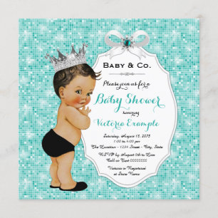 Baby & Co Black Teal Blue Ethnic Boy Baby Shower Invitation