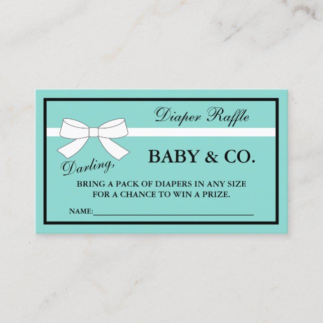 BABY & CO Shower Tiara Party Diaper Raffle Cards (Front)