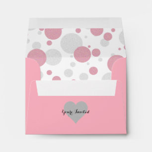 BABY & CO Silver & Pink Girl Polka Dots  Envelopes