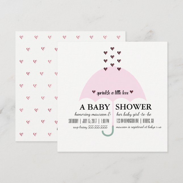 BABY & CO Sprinkle Love Pink Girl Baby Shower Invitation (Front/Back)