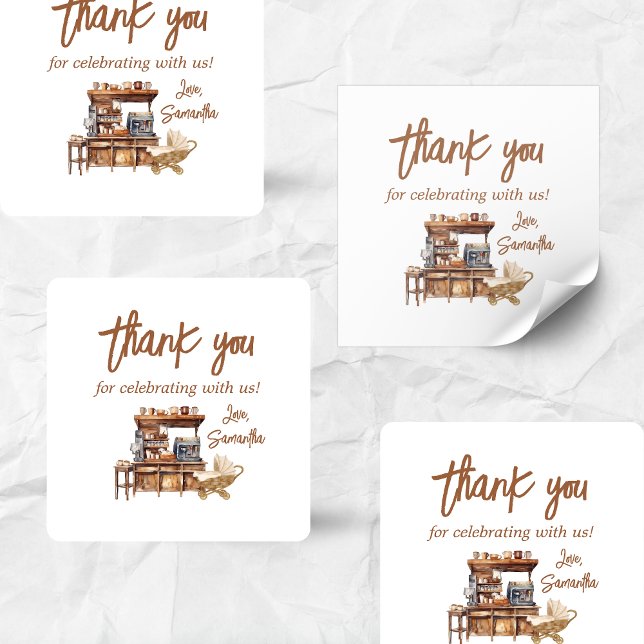 Baby Coffee Baby Shower Square Sticker (Coffee Baby Shower Sticker)