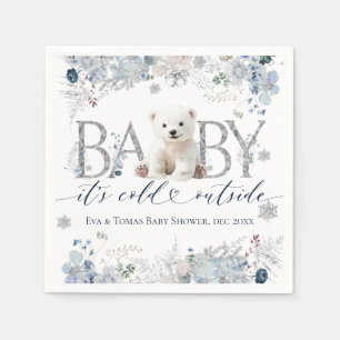 Baby cold outside Floral & Bear Baby Boy Shower Napkin