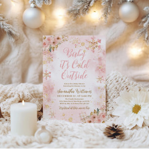 Baby Cold Outside Pink Winter Girl Baby Shower Invitation