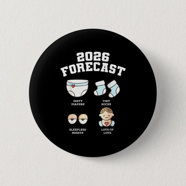 Baby Coming Soon 2026 Forecast Baby Shower Funny N 6 Cm Round Badge (Front)