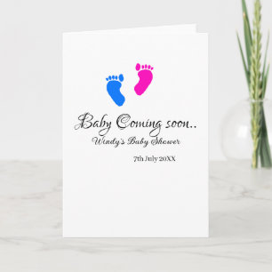 Baby coming soon baby shower blue pink baby feet n card