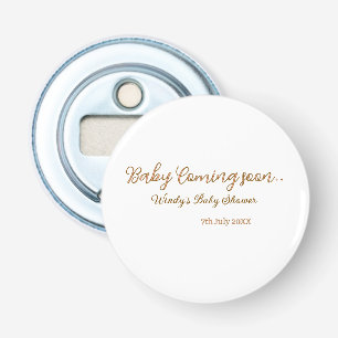 Baby coming soon baby shower brown pink name trend bottle opener