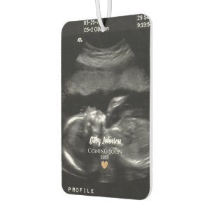 Baby Coming Soon Ultrasound Gold heart  Car Air Freshener
