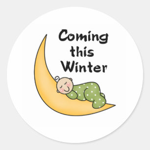 Baby Coming This Winter Classic Round Sticker