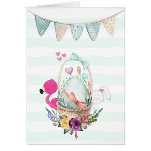 Baby Congrats with Nesting Egg Flamingo & Bunny
