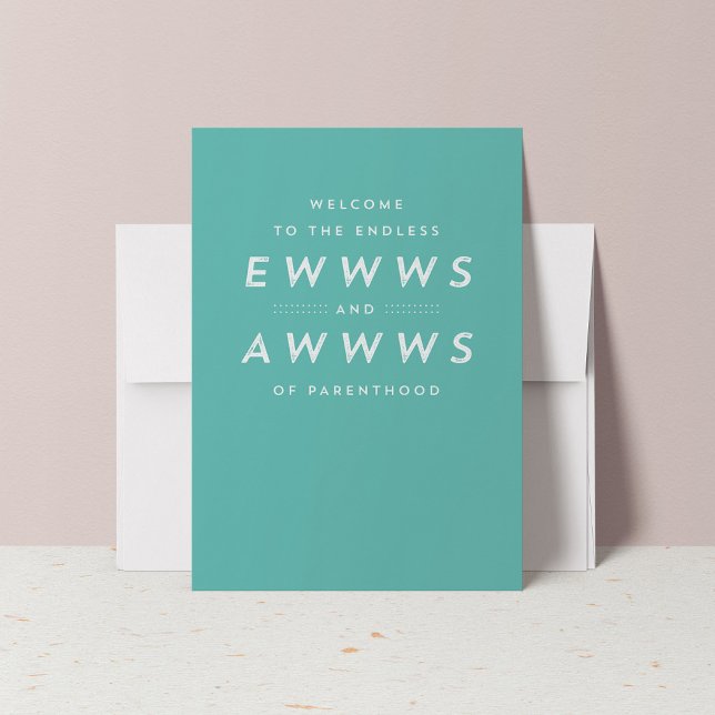 Baby congratulations teal greeting card (Creator Uploaded)