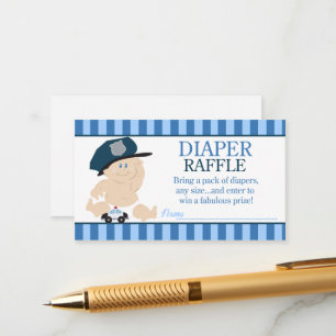 Baby Cop Police Officer Baby Shower Diaper Raffle Enclosure Card