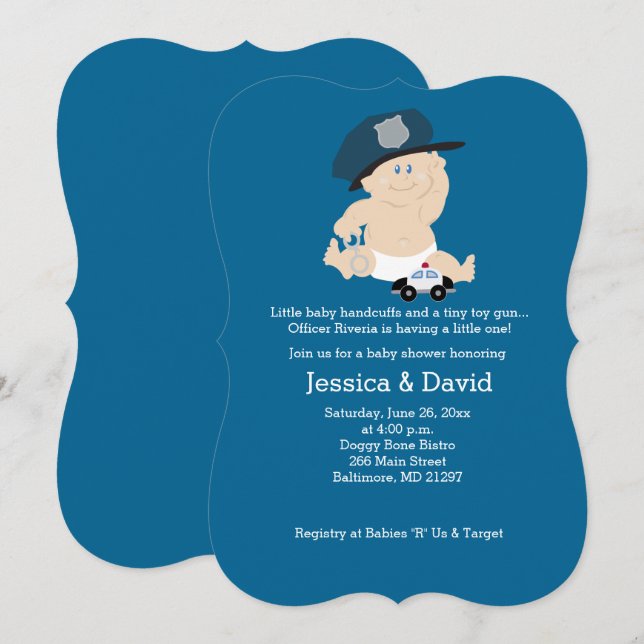 Baby Cop Police Officer Baby Shower Invitation (Front/Back)