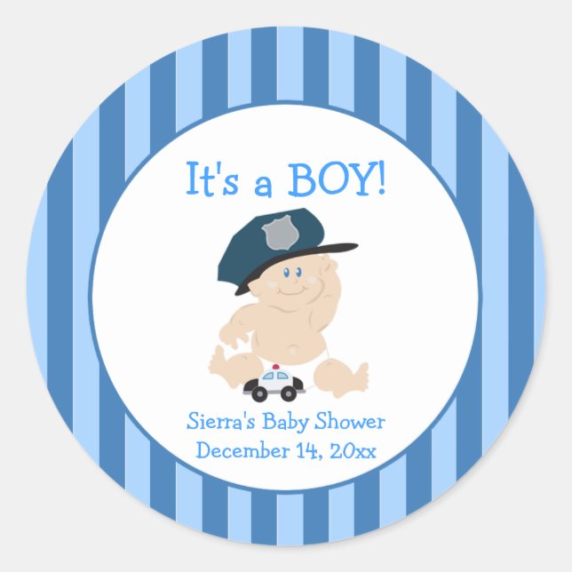 Baby Cop Police (Stripe) Custom Favour Sticker (Front)