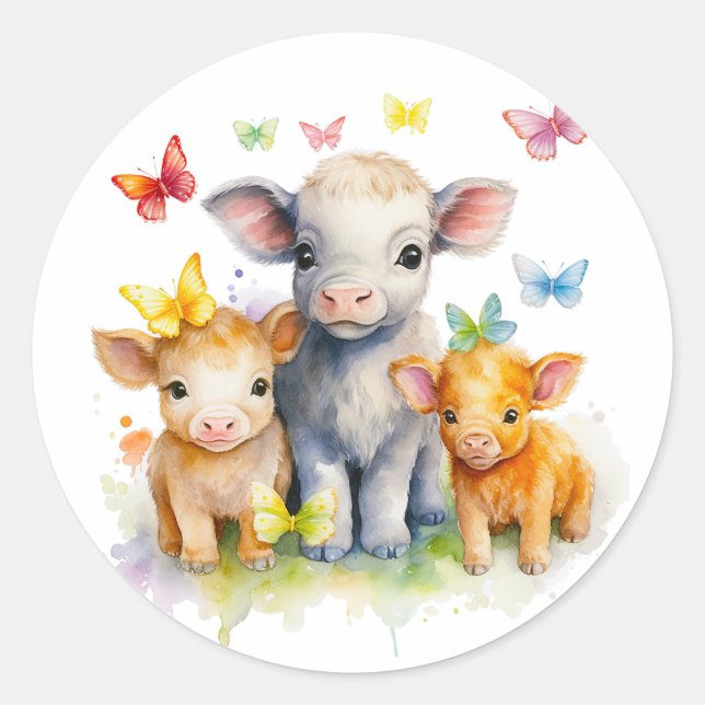 Baby Cow and Butterfly Stickers (Front)