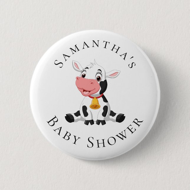 Baby Cow Baby Shower  Button (Front)