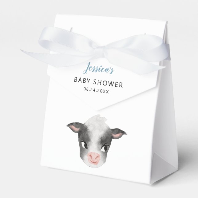 Baby Cow Boy Baby Shower Favour Box (Front Side)