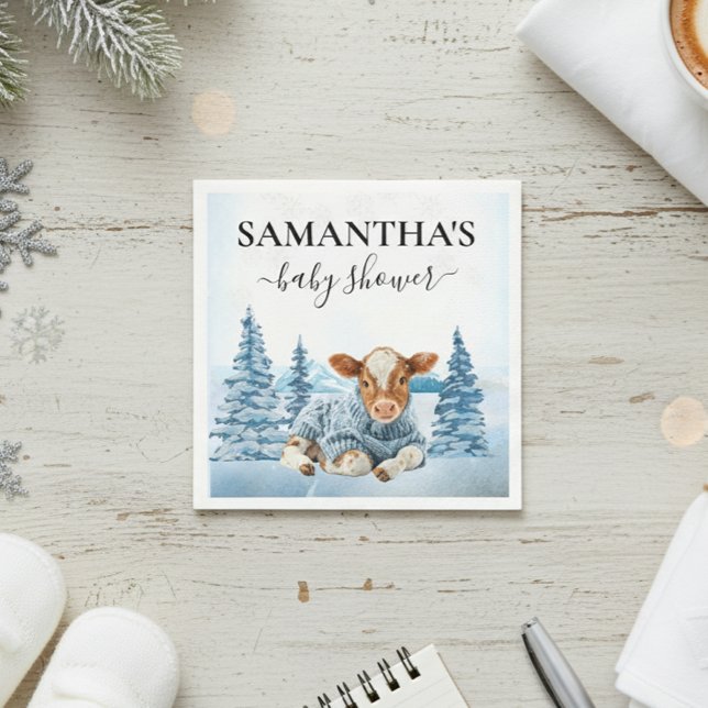 Baby Cow Calf Christmas Winter Farm Napkin (Creator Uploaded)
