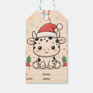 Baby Cow Christmas Gift Tag
