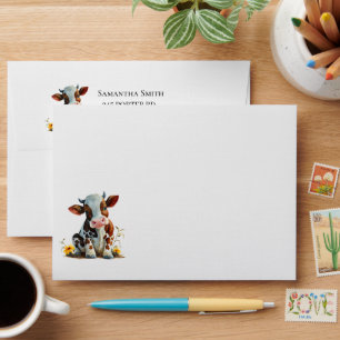 baby cow farm animal envelope