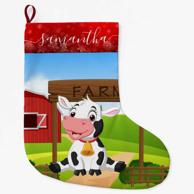 Baby Cow farm Christmas Stocking (Front)