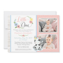 Baby Cow First Birthday Floral Calf Photo Collage