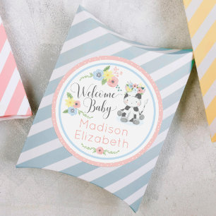 Baby Cow Floral Calf Welcome Baby Shower Party Classic Round Sticker
