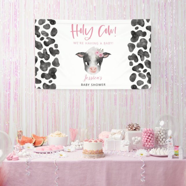Baby Cow Girl Baby Shower Banner (Party)