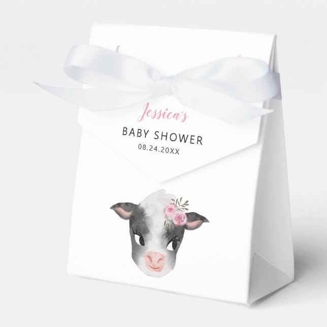 Baby Cow Girl Baby Shower Favour Box (Front Side)