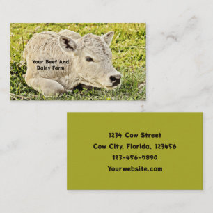 Baby Cow Green Grass Dairy And Beef Farm Business Card
