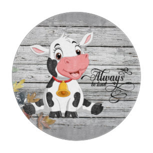 Baby Cow Rustic Grey Wooden Cutting Board