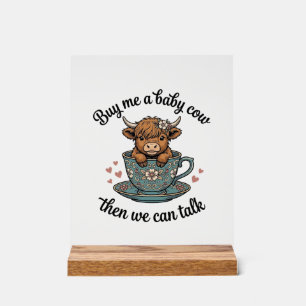Baby Cow Teacup Vintage Farmhouse Shirt Design_1 Acrylic Sign