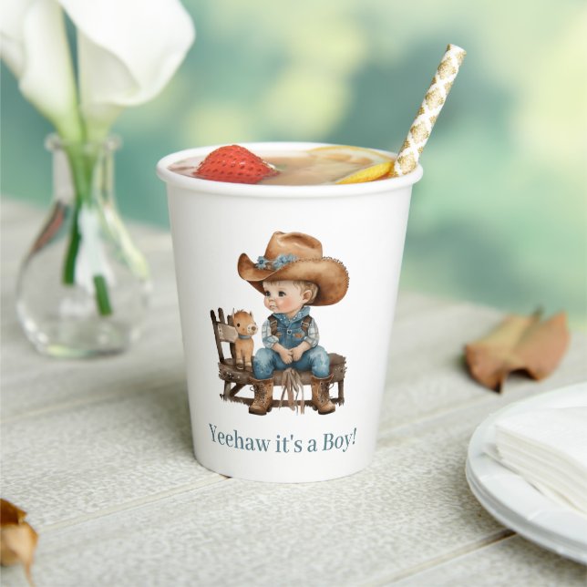 Baby Cowboy Baby Shower  Paper Cups (Insitu)