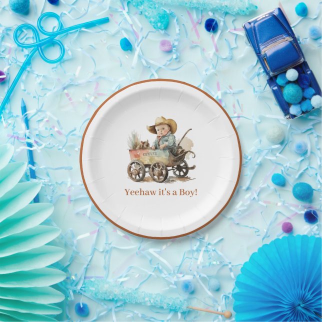Baby Cowboy Baby Shower  Paper Plate (Party)