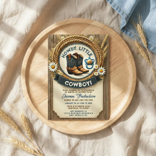 Baby Cowboy Blue Western Baby Shower Invitation