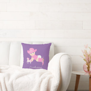 Baby Cowgirl With Horse Personalise Cushion