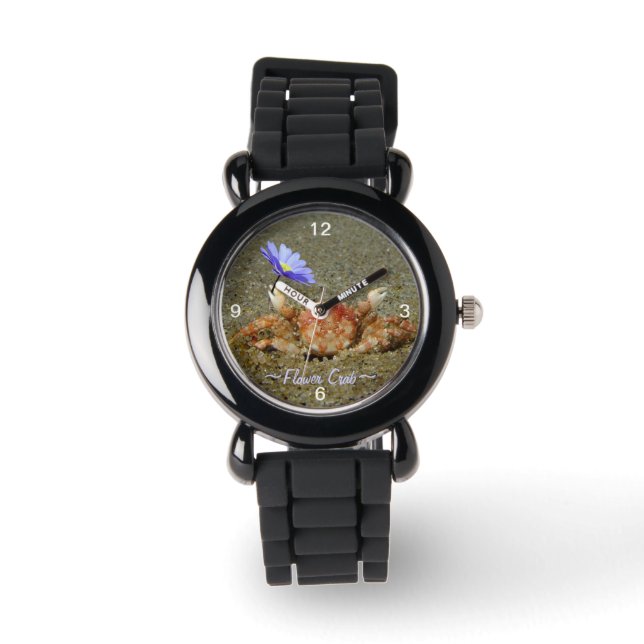 Baby crab holding purple flower Watch (Front)