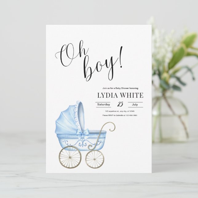 Baby Crib Baby Shower Invitation, baby boy invite (Standing Front)