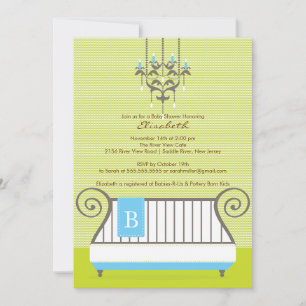 Baby Crib Baby Shower Invitation Chic Boy Blue